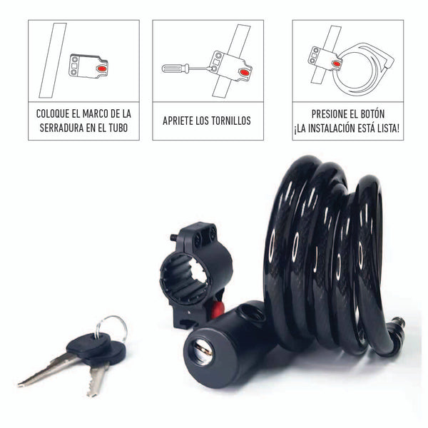 Candado espiral con llave 12 x 150 Onwheels