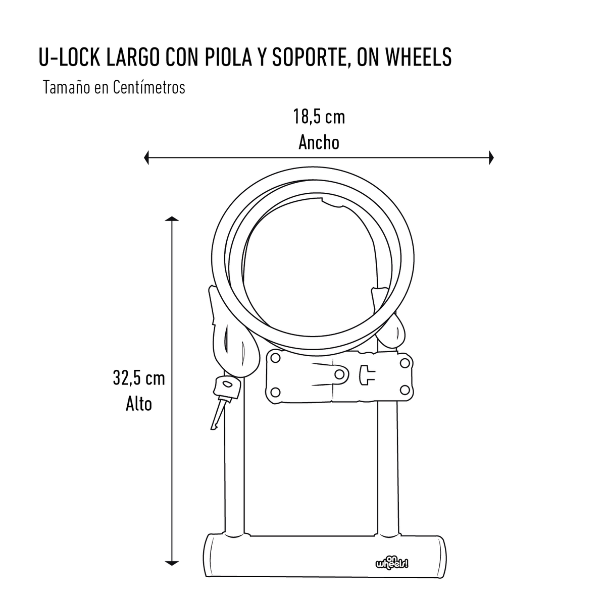 Candado U-Loock largo con piola y soporte Onwheels