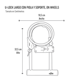 Candado U-Loock largo con piola y soporte Onwheels