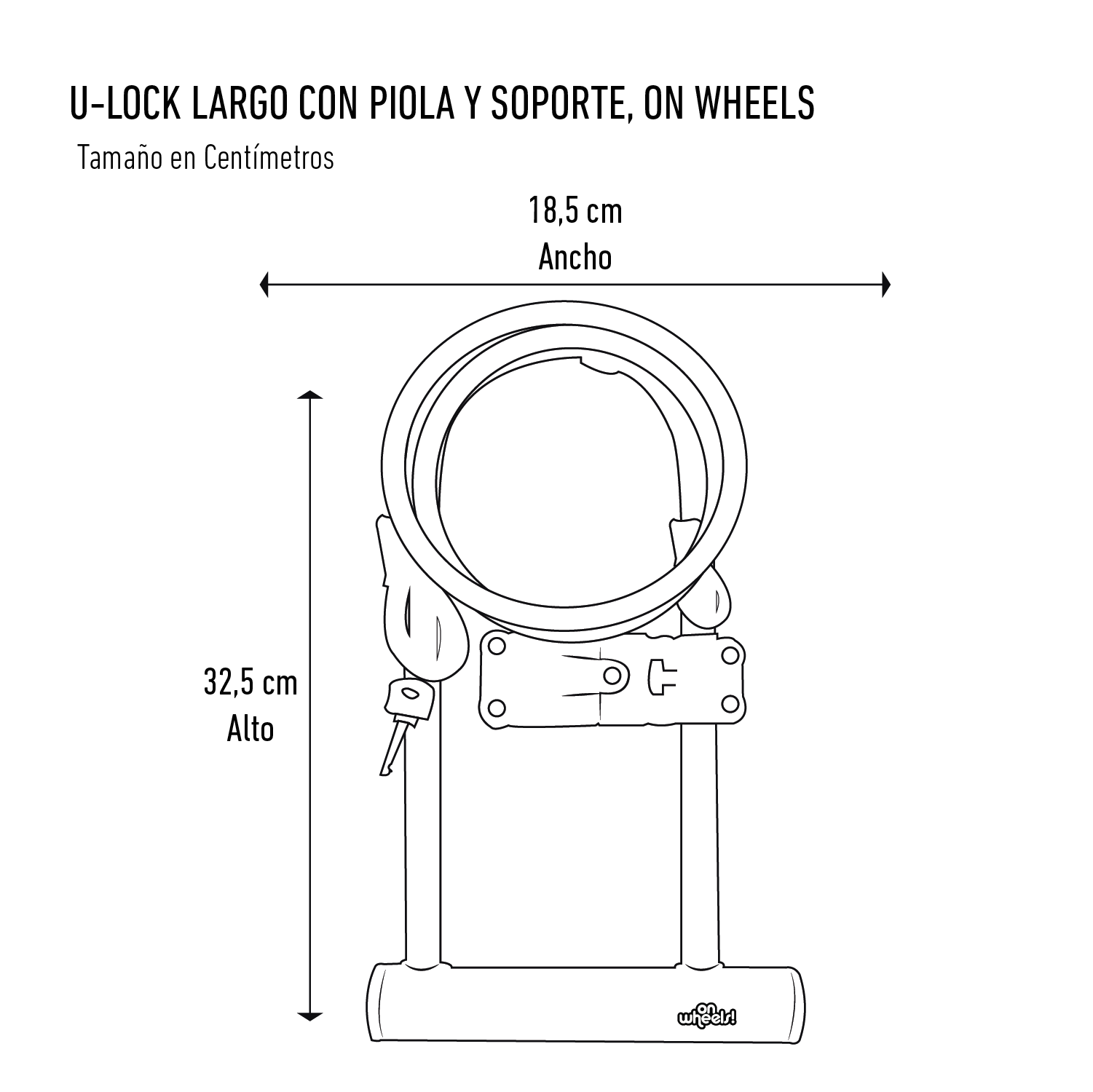 Candado U-Loock largo con piola y soporte Onwheels