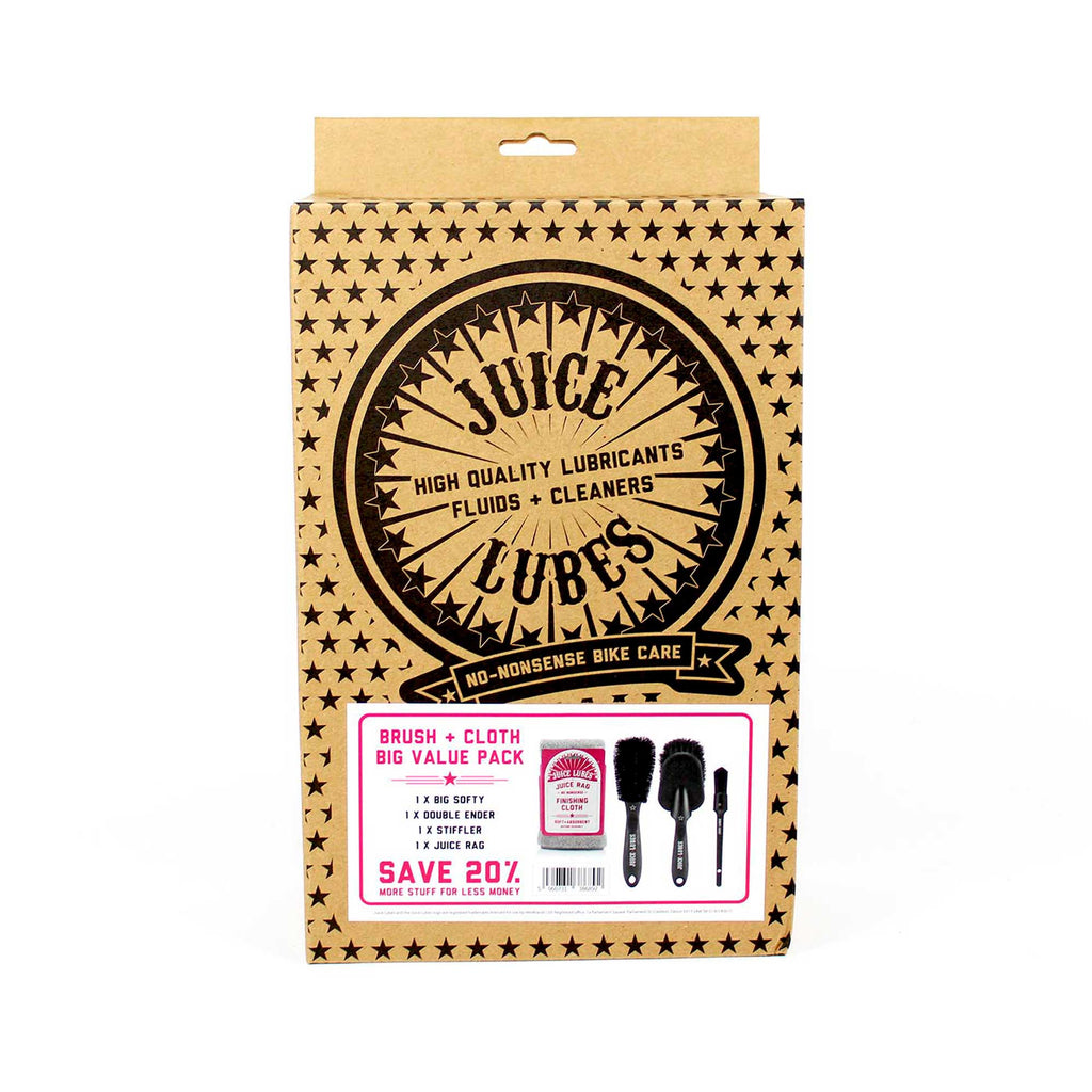 Pack de 3 Cepillos y 1 Paño de Limpieza para Bicicletas - Juice Lubes